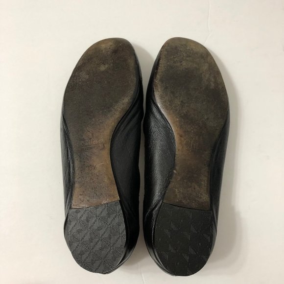 Chloé Lauren black leather scallop ballet flats - Picture 8 of 8